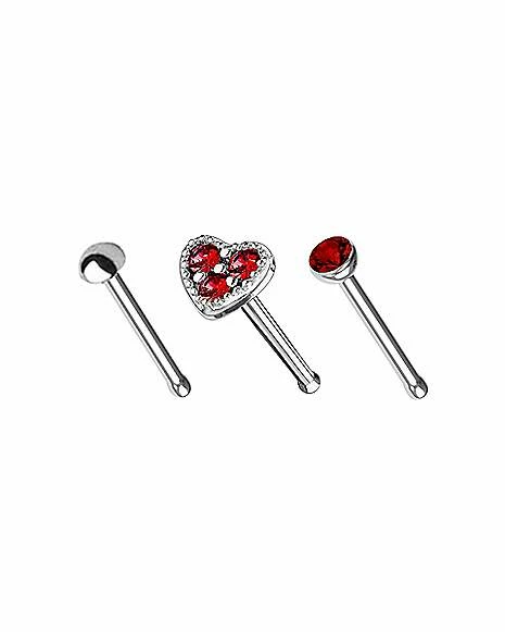 Best deal π Multi-Pack Red CZ Heart Bone Nose Rings 3 Pack - 20 Gauge π€© 3 Best deal π Multi-Pack Red CZ Heart Bone Nose Rings 3 Pack - 20 Gauge π€©