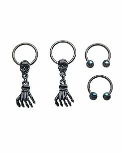 Best Sale ⭐ Multi-Pack Skull and Claw Captive Rings and Horseshoe Rings 2 Pair - 16 Gauge 😀