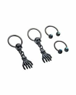 Best Sale ⭐ Multi-Pack Skull and Claw Captive Rings and Horseshoe Rings 2 Pair - 16 Gauge 😀 -Playboy Shop 03771839 c