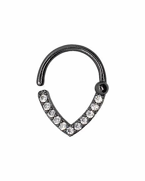 Brand new π€© Black CZ Hinged Septum Ring - 16 Gauge π― 3 Brand new π€© Black CZ Hinged Septum Ring - 16 Gauge π―
