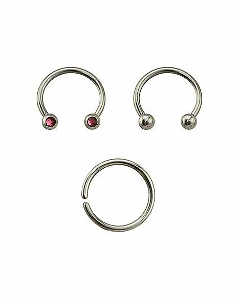 Outlet β€οΈ Multi-Pack Pink CZ Nose Hoop and Horseshoes 3 Pack - 16 Gauge π€© 3 Outlet β€οΈ Multi-Pack Pink CZ Nose Hoop and Horseshoes 3 Pack - 16 Gauge π€©