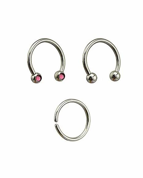 Outlet β€οΈ Multi-Pack Pink CZ Nose Hoop and Horseshoes 3 Pack - 16 Gauge π€© 4 Outlet β€οΈ Multi-Pack Pink CZ Nose Hoop and Horseshoes 3 Pack - 16 Gauge π€© - Image 2