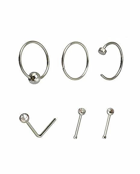 Top 10 β Multi-Pack CZ Nose Rings 6 Pack - 20 Gauge π 6 Top 10 β Multi-Pack CZ Nose Rings 6 Pack - 20 Gauge π - Image 4