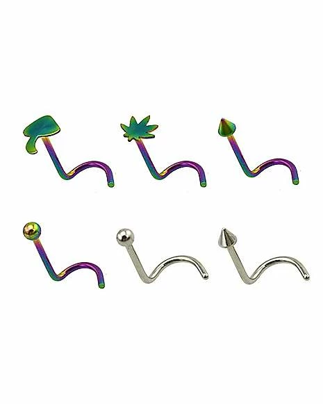 Buy π― Multi-Pack Mushroom and Weed Leaf Screw Nose Rings 6 Pack - 20 Gauge β 4 Buy π― Multi-Pack Mushroom and Weed Leaf Screw Nose Rings 6 Pack - 20 Gauge β - Image 2