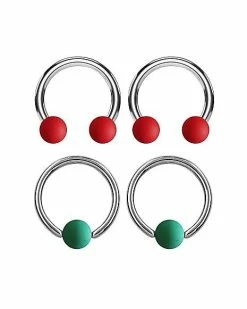 Top 10 😀 Multi-Pack Red and Green Captive Bead and Horseshoe Rings 4 Pack - 16 Gauge 😉
