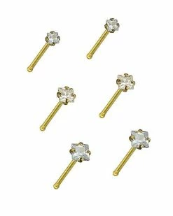 Best deal 👍 Multi-Pack Goldtone CZ Bone Nose Rings 6 Pack - 20 Gauge 😀 -Playboy Shop 03771938 a