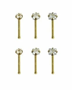 Best deal 👍 Multi-Pack Goldtone CZ Bone Nose Rings 6 Pack - 20 Gauge 😀 -Playboy Shop 03771938 b