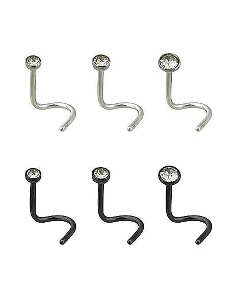 Best Sale β Multi-Pack CZ Black Screw Nose Rings 6 Pack - 20 Gauge π 4 Best Sale β Multi-Pack CZ Black Screw Nose Rings 6 Pack - 20 Gauge π - Image 2