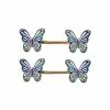 Top 10 💯 CZ Rainbow Butterfly Nipple Barbells - 14 Gauge 👍 -Playboy Shop 03772092 a