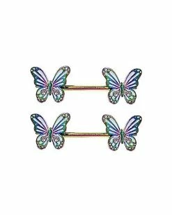 Top 10 💯 CZ Rainbow Butterfly Nipple Barbells - 14 Gauge 👍