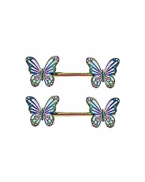 Top 10 π― CZ Rainbow Butterfly Nipple Barbells - 14 Gauge π 3 Top 10 π― CZ Rainbow Butterfly Nipple Barbells - 14 Gauge π