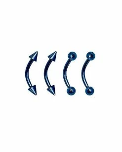 Top 10 ✔️ Multi-Pack Blue Cone and Ball Curved Barbells 4 Pack - 16 Gauge ✔️