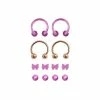 Best deal 💯 Multi-Pack Rosegold and Purple Bows Horseshoe Rings 2 Pair with Extra Balls - 16 Gauge 🔔 -Playboy Shop 03772191 a