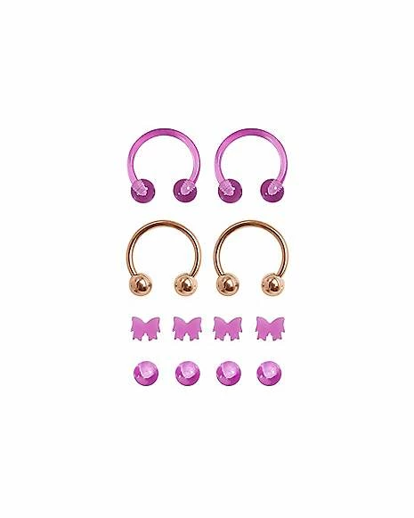Best deal π― Multi-Pack Rosegold and Purple Bows Horseshoe Rings 2 Pair with Extra Balls - 16 Gauge π 3 Best deal π― Multi-Pack Rosegold and Purple Bows Horseshoe Rings 2 Pair with Extra Balls - 16 Gauge π