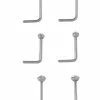 Deals 🎁 Multi-Pack CZ Titanium L-Bend Nose Rings 6 Pack - 20 Gauge 🥰 -Playboy Shop 03772324 a