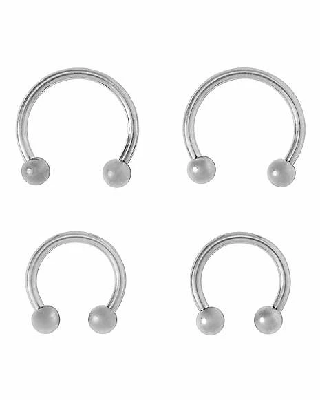 New 🥰 Multi-Pack Silvertone Titanium Horseshoe Rings 4 Pack - 16 Gauge 😀 3 New 🥰 Multi-Pack Silvertone Titanium Horseshoe Rings 4 Pack - 16 Gauge 😀