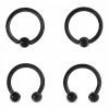 Best deal 👏 Multi-Pack Black Titanium Captive Rings and Horseshoe Rings - 2 Pair 😉 -Playboy Shop 03772415 a