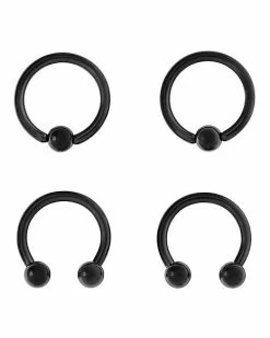 Best deal 👏 Multi-Pack Black Titanium Captive Rings and Horseshoe Rings - 2 Pair 😉