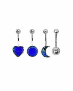 Promo 😉 Multi-Pack Blue and Green Mood Belly Rings 4 Pack - 14 Gauge 🌟