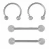 Best Pirce 🤩 Multi-Pack Silvertone Titanium Horseshoe Rings and Nipple Barbells 4 Pack - 14 and 16 Gauge 🔥 -Playboy Shop 03772613 a
