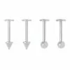 Discount ⭐ Multi-Pack Silvertone Ball and Spike Titanium Labret Lip Rings 4 Pack - 16 Gauge 😀
