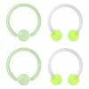 Cheap 😉 Multi-Pack Bioflex Glow in the Dark Green Captive Rings and Horseshoe Rings 4 Pack - 16 Gauge 👏