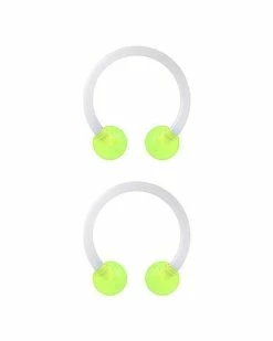 Wholesale 😀 Glow in the Dark Bioflex Horseshoe Rings - 16 Gauge 🤩