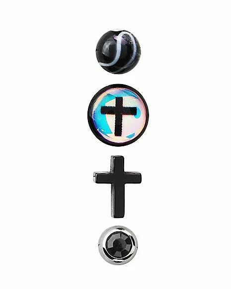 Coupon π Multi-Pack Black CZ Cross Barbells 4 Pack - 14 Gauge π 4 Coupon π Multi-Pack Black CZ Cross Barbells 4 Pack - 14 Gauge π - Image 2