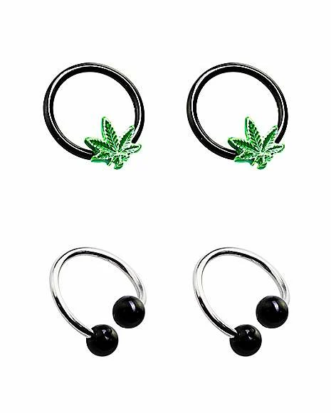 Flash Sale π€© Multi-Pack Weed Leaf Captive Rings and Spiral Rings 4 Pack - 16 Gauge β 4 Flash Sale π€© Multi-Pack Weed Leaf Captive Rings and Spiral Rings 4 Pack - 16 Gauge β - Image 2