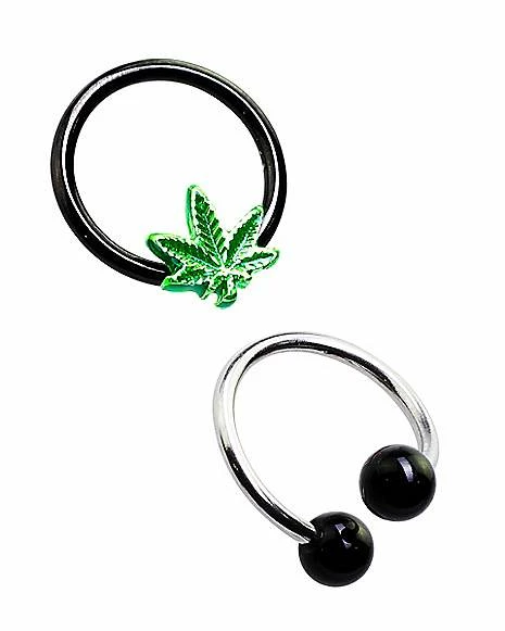 Flash Sale π€© Multi-Pack Weed Leaf Captive Rings and Spiral Rings 4 Pack - 16 Gauge β 5 Flash Sale π€© Multi-Pack Weed Leaf Captive Rings and Spiral Rings 4 Pack - 16 Gauge β - Image 3