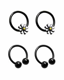Cheap 🌟 Multi-Pack Flower Captive and Horseshoe Bead Rings 4 Pack - 16 Gauge ❤️ -Playboy Shop 03773496 b