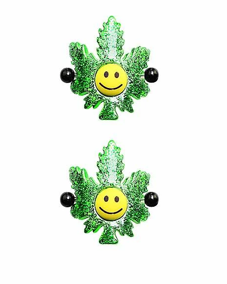 Discount π Green Weed Leaf Smiley Face Nipple Barbells - 14 Gauge π₯ 3 Discount π Green Weed Leaf Smiley Face Nipple Barbells - 14 Gauge π₯