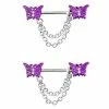 Cheapest 🔥 Multi-Pack CZ Butterfly Chain Dangle Nipple Barbells - 14 Gauge 🎉 -Playboy Shop 03773652 a
