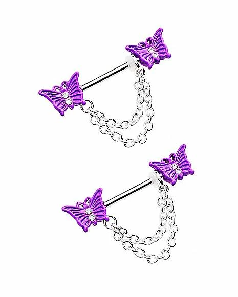Cheapest π₯ Multi-Pack CZ Butterfly Chain Dangle Nipple Barbells - 14 Gauge π 4 Cheapest π₯ Multi-Pack CZ Butterfly Chain Dangle Nipple Barbells - 14 Gauge π - Image 2