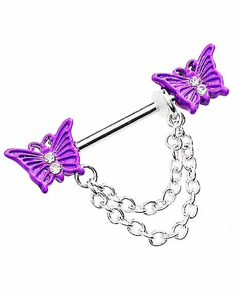 Cheapest π₯ Multi-Pack CZ Butterfly Chain Dangle Nipple Barbells - 14 Gauge π 5 Cheapest π₯ Multi-Pack CZ Butterfly Chain Dangle Nipple Barbells - 14 Gauge π - Image 3