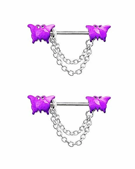 Cheapest π₯ Multi-Pack CZ Butterfly Chain Dangle Nipple Barbells - 14 Gauge π 6 Cheapest π₯ Multi-Pack CZ Butterfly Chain Dangle Nipple Barbells - 14 Gauge π - Image 4