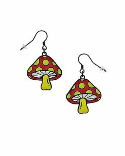 Cheapest 😉 Red and Yellow Mushroom Dangle Earrings - 18 Gauge 🛒