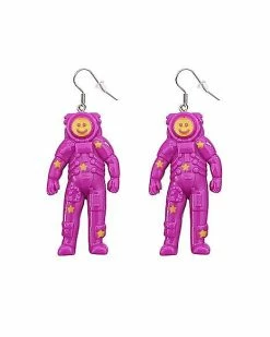 Deals ✔️ Purple Astronaut Smiley Dangle Earrings - 18 Gauge 🥰