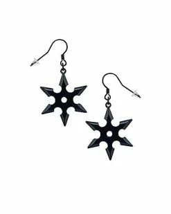 Budget ✨ Ninja Throwing Star Dangle Earrings - 18 Gauge 🧨