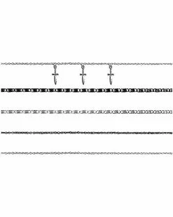 Outlet ✔️ Multi-Pack Knife Charm Chain Anklets - 5 Pack 🤩