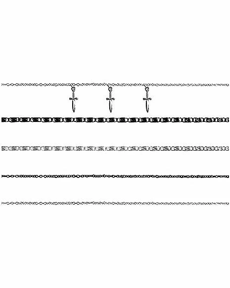 Outlet ✔️ Multi-Pack Knife Charm Chain Anklets - 5 Pack 🤩 3 Outlet ✔️ Multi-Pack Knife Charm Chain Anklets - 5 Pack 🤩