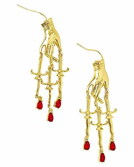 Outlet π Hand Dagger Dangle Earrings - 20 Gauge β 3 Outlet π Hand Dagger Dangle Earrings - 20 Gauge β