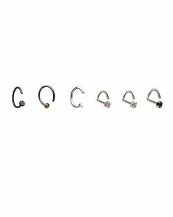 Best reviews of 👍 Multi-Pack CZ Black and Purple Hoop Nose Rings 6 Pack - 22 Gauge 👏 -Playboy Shop 03779352 a
