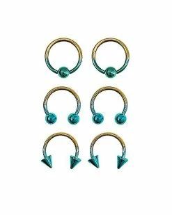 Best deal 😀 Multi-Pack Ombre Captive Bead and Horseshoe Rings 6 Pack - 16 Gauge 🎉