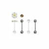 Coupon 😍 Multi-Pack Daisy and Yellow CZ Barbells 4 Pack - 14 Gauge 😉 -Playboy Shop 03784428 a