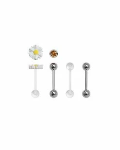 Coupon 😍 Multi-Pack Daisy and Yellow CZ Barbells 4 Pack - 14 Gauge 😉