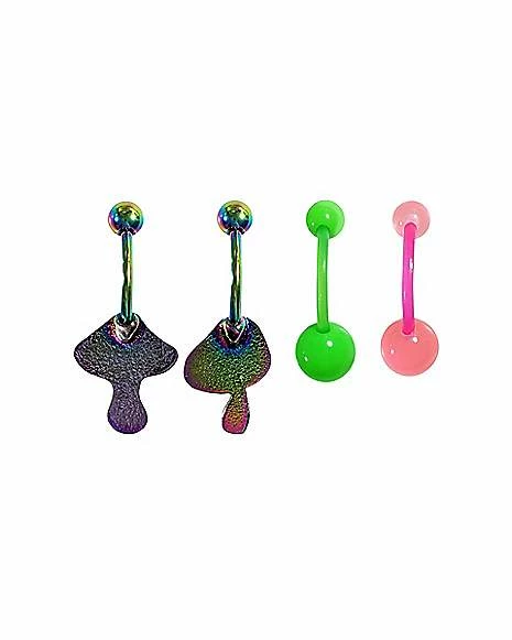 Budget ⌛ Multi-Pack CZ Mushroom Belly Rings 4 Pack - 14 Gauge ✨ 3 Budget ⌛ Multi-Pack CZ Mushroom Belly Rings 4 Pack - 14 Gauge ✨ - Image 2