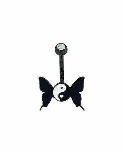 Budget ⌛ Butterfly Yin Yang Belly Ring - 14 Gauge 🎁