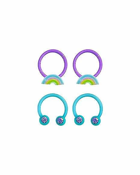 Top 10 π Multi-Pack Rainbow Captive Rings and Horseshoe Rings 2 Pair - 16 Gauge π 3 Top 10 π Multi-Pack Rainbow Captive Rings and Horseshoe Rings 2 Pair - 16 Gauge π