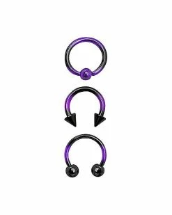Top 10 👏 Multi-Pack Purple Ombre Horseshoe Rings 3 Pack - 16 Gauge 🤩